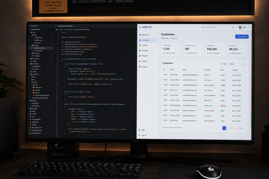 Dedykowane aplikacje backendowe PHP i frontendowe JavaScript dla firm