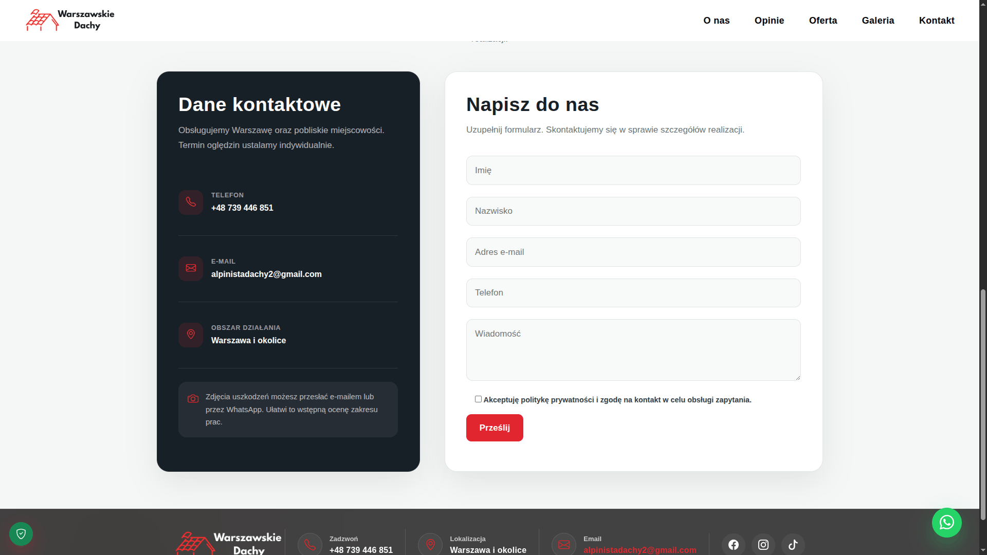 WarszawskieDachy.com.pl – strona internetowa